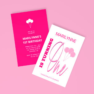 Heet Roze 1st Draaien Een Verjaardag Kaart