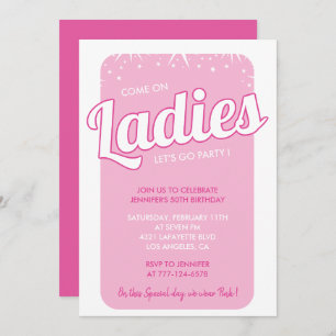Heet roze 50ste verjaardag uitnodigingen girly spa