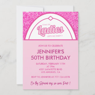 Heet roze 50ste verjaardag uitnodigingen vijftig g