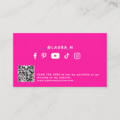 Heet roze aangepaste foto make-up artiest QR CODE Visitekaartje (Achterkant)