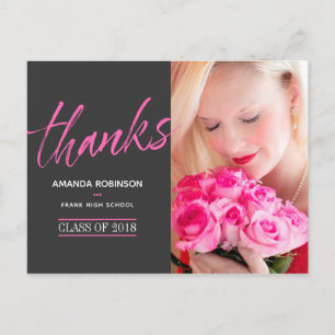 Heet-roze afstudeer bedank foto briefkaart