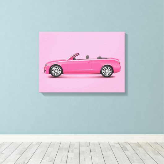 Heet Roze Auto Canvas Afdruk (Insitu (Houten vloer))