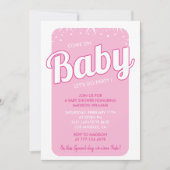 Heet roze baby douche uitnodigingen typografie (Voorkant)