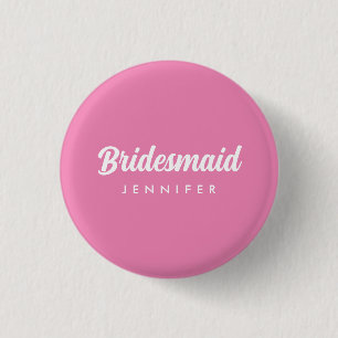 Heet Roze Bachelorette Bruidsmeisje Naam Bruiloft Ronde Button 3,2 Cm