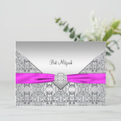 Heet Roze Bat Mitzvah Kaart (Staand voorkant)