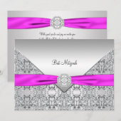 Heet Roze Bat Mitzvah Kaart (Voorkant / Achterkant)