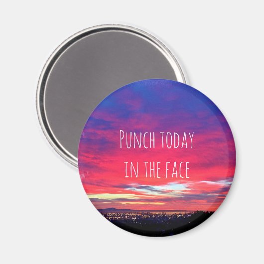 Heet roze blauw zonsondergang punch vandaag in het magneet (Voorkant / Achterkant)