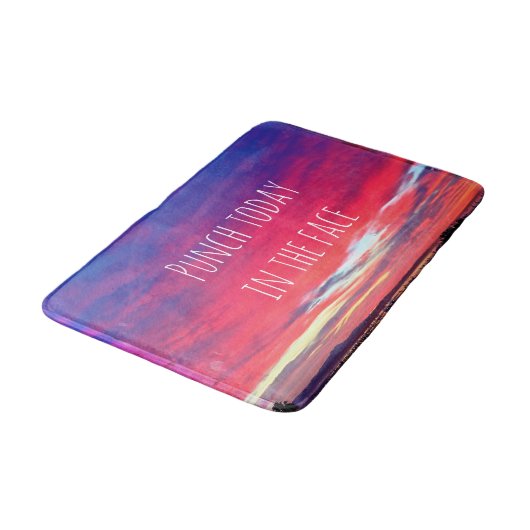 Heet-roze blauwe kustzonneschijn vandaag citaat badmat (Gekanteld)