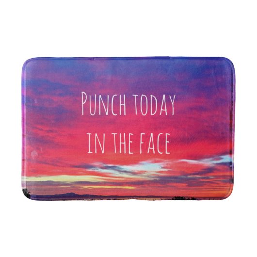 Heet-roze blauwe kustzonneschijn vandaag citaat badmat (Voorkant)