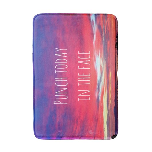 Heet-roze blauwe kustzonneschijn vandaag citaat badmat (Voorkant Verticaal)