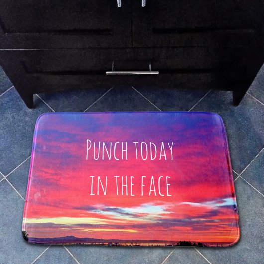 Heet-roze blauwe kustzonneschijn vandaag citaat badmat