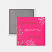 Heet Roze Bloemen Bruiloft Save The Date Magnet Magneet (Voorkant / Achterkant)