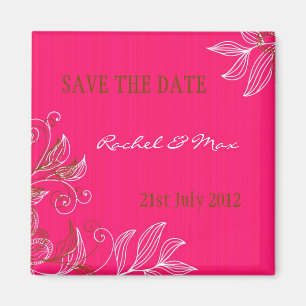 Heet Roze Bloemen Bruiloft Save The Date Magnet Magneet