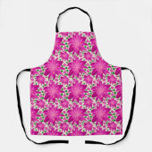 Heet Roze Bloemendessinpatroon  Schort (Voorkant)