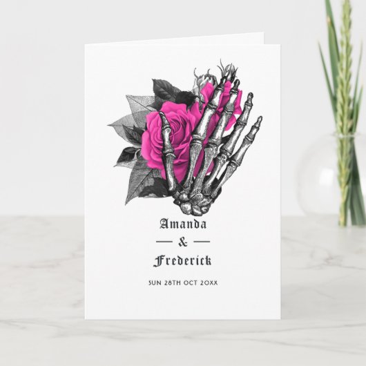 Heet-roze bloemgotische bruiloft programma (Voorkant)