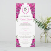 Heet roze bloemig Western Charro Quinceañera Party Menu (Staand voorkant)