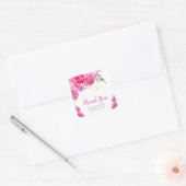Heet Roze Bloemige Bruidsmeisjesborrel Vierkante Sticker (Envelop)