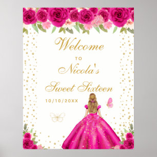 Heet Roze Blond Haar Meisje Sweet Sixteen Welkom Poster