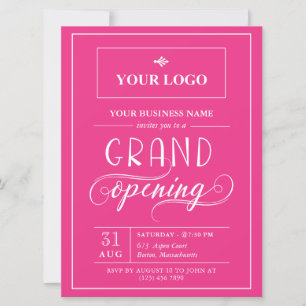 Heet Roze Brede Logo Grand Opening Kaart
