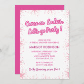 Heet roze bruids douche uitnodigingen Kleurrijke T (Voorkant / Achterkant)