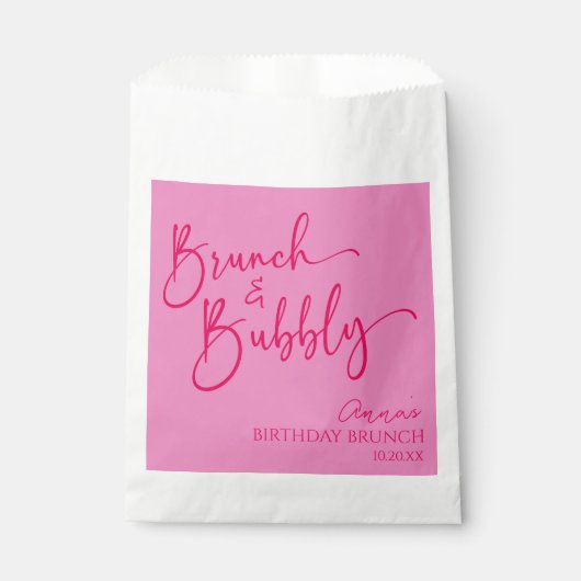 Heet Roze Brunch en Bubbly Verjaardag Brunch Party Bedankzakje (Voorkant)