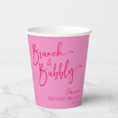 Heet Roze Brunch en Bubbly Verjaardag Brunch Party Papieren Bekers (Voorkant)