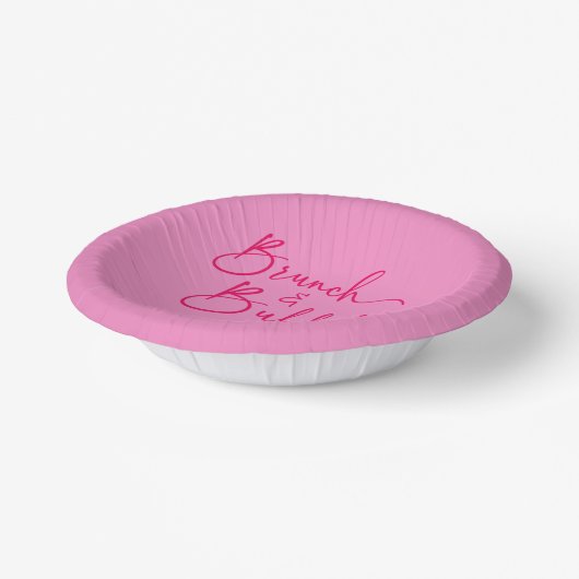 Heet Roze Brunch en Bubbly Verjaardag Brunch Party Papieren Kommen (Gebogen)