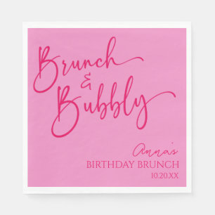 Heet Roze Brunch en Bubbly Verjaardag Brunch Party Servet