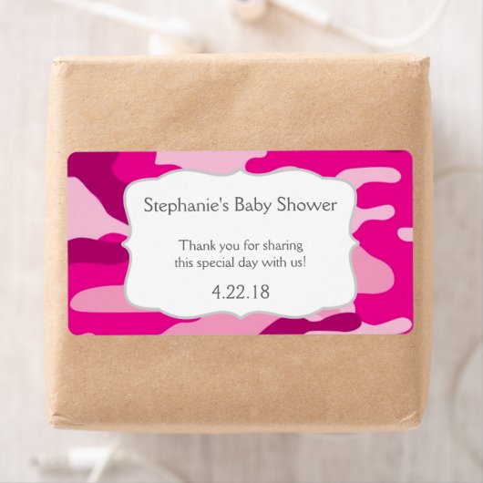 Heet Roze Camouflage Camo Waterfles Favor Etiket (Insitu)