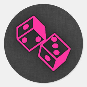 Heet Roze Casino Dice Ronde Sticker
