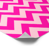 Heet Roze Chevron Zigzag Patroon Poster (Hoek)