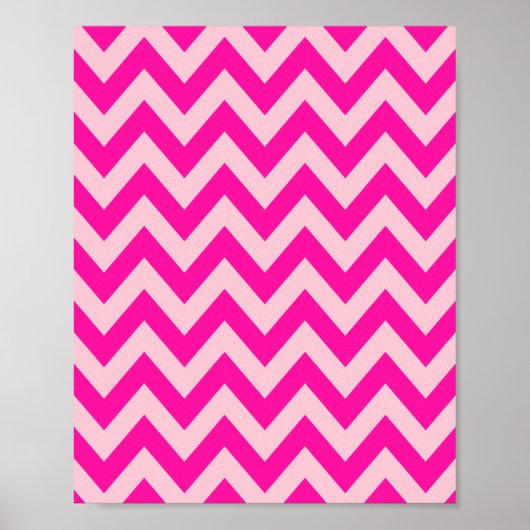 Heet Roze Chevron Zigzag Patroon Poster (Voorkant)