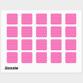 Heet Roze Chevron Zigzag Patroon Vierkante Sticker (Vel)