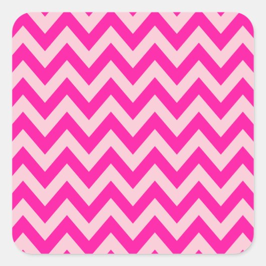 Heet Roze Chevron Zigzag Patroon Vierkante Sticker (Voorkant)