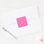 Heet Roze Chevron Zigzag Patroon Vierkante Sticker (Envelop)