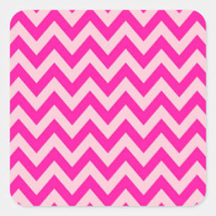 Heet Roze Chevron Zigzag Patroon Vierkante Sticker
