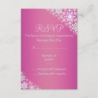Heet Roze Chic Sneeuwvlok RSVP Kaart