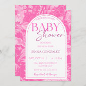 Heet Roze Chinoiserie Meisje Baby shower Kaart (Voorkant / Achterkant)