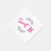 Heet Roze Chique Doodle Modern Script Sweet 16 Servet (Hoek)
