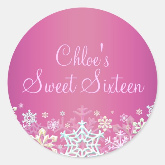 Heet roze chique sneeuwvlok zoet 16 Sticker (Voorkant)