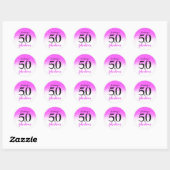 Heet roze confetti glitter script 50 en fantastisc ronde sticker (Vel)
