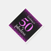 Heet roze confetti zwart custom 50 en fabulous servet (Hoek)