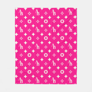 Heet Roze Custom Initiaal Monogram Patroon Deken