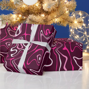 Heet roze damascus abstracte krullen koel patroon cadeaupapier