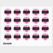Heet roze Damask, monogram stickers (Vel)
