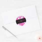 Heet roze Damask, monogram stickers (Envelop)