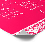 Heet roze Damask Wedding Reception Grafiek Poster (Hoek)