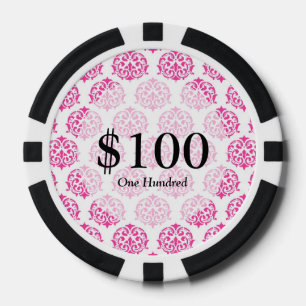 Heet roze damast pokerchips