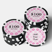 Heet roze damast pokerchips (Opstapeling)
