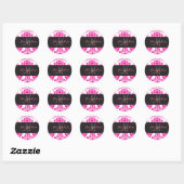 Heet Roze Damast, stickers met monogram (Vel)